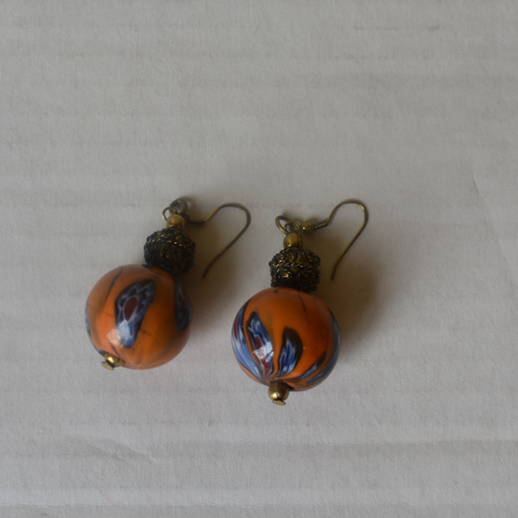 Ceramic Hand Painted Earrings - Picture 1 of 2